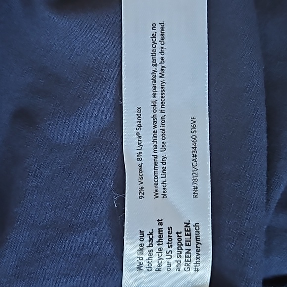 Eileen Fisher indigo scoop neck racer back viscose jersey dress-S - Picture 10 of 11